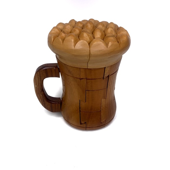 3D Wooden Beer Mug Puzzle Brain Teaser - Picture 2 of 2